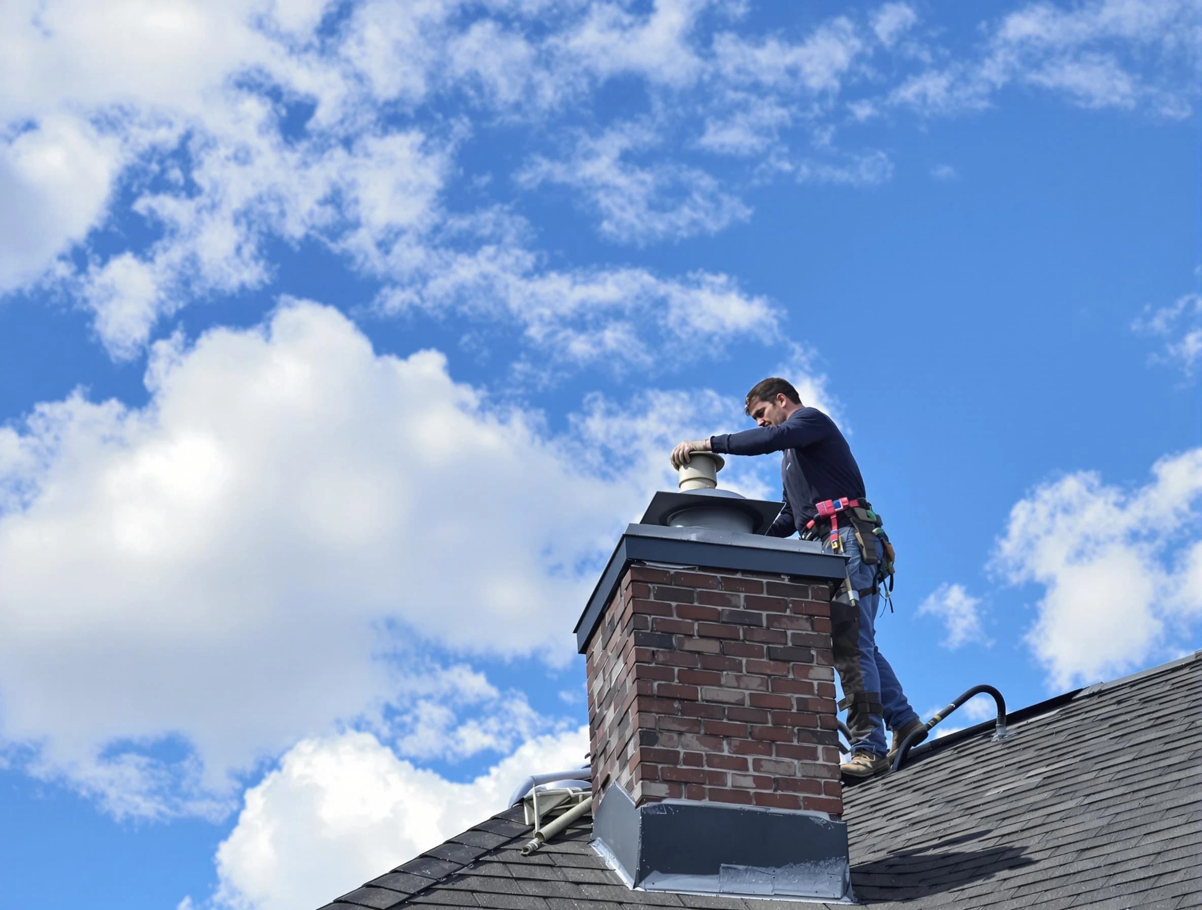 Rio Communities Chimney Sweep installing a sturdy chimney cap in Rio Communities, NM