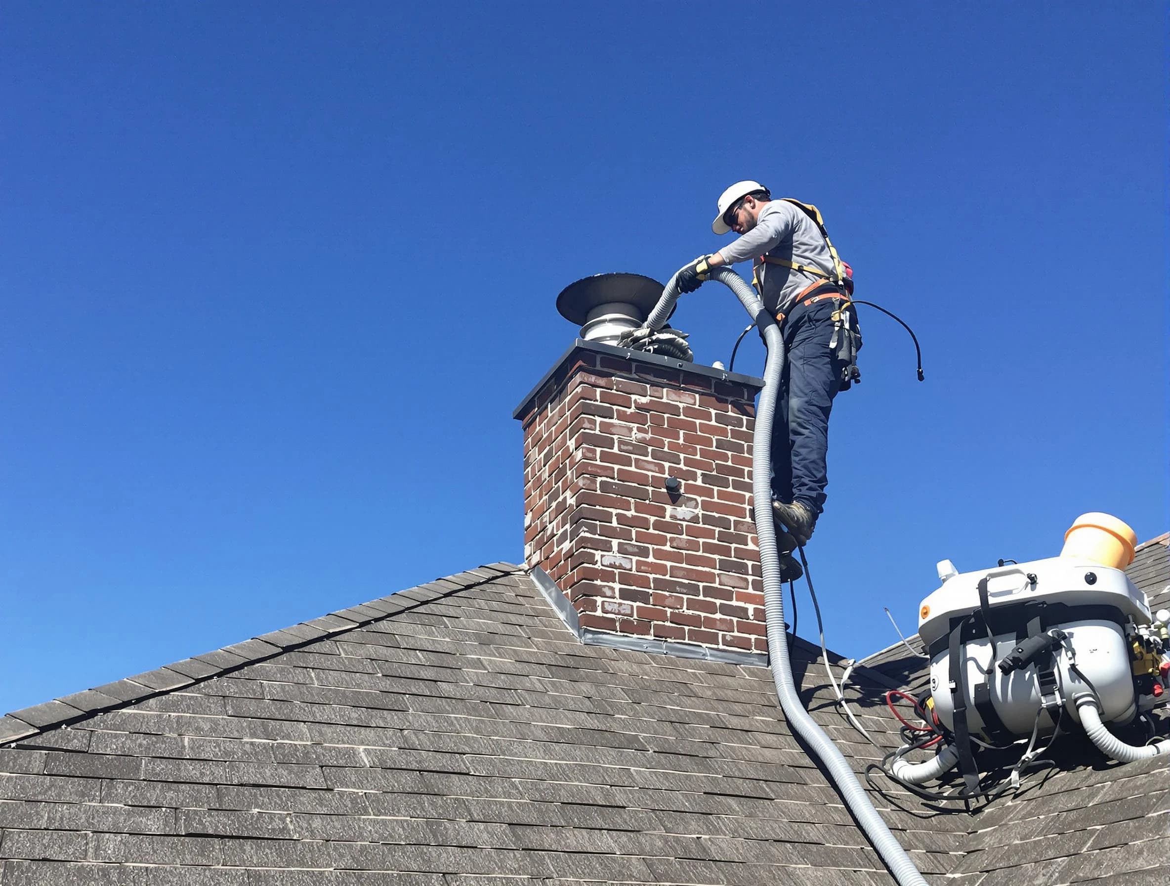 Dedicated Rio Communities Chimney Sweep team member cleaning a chimney in Rio Communities, NM