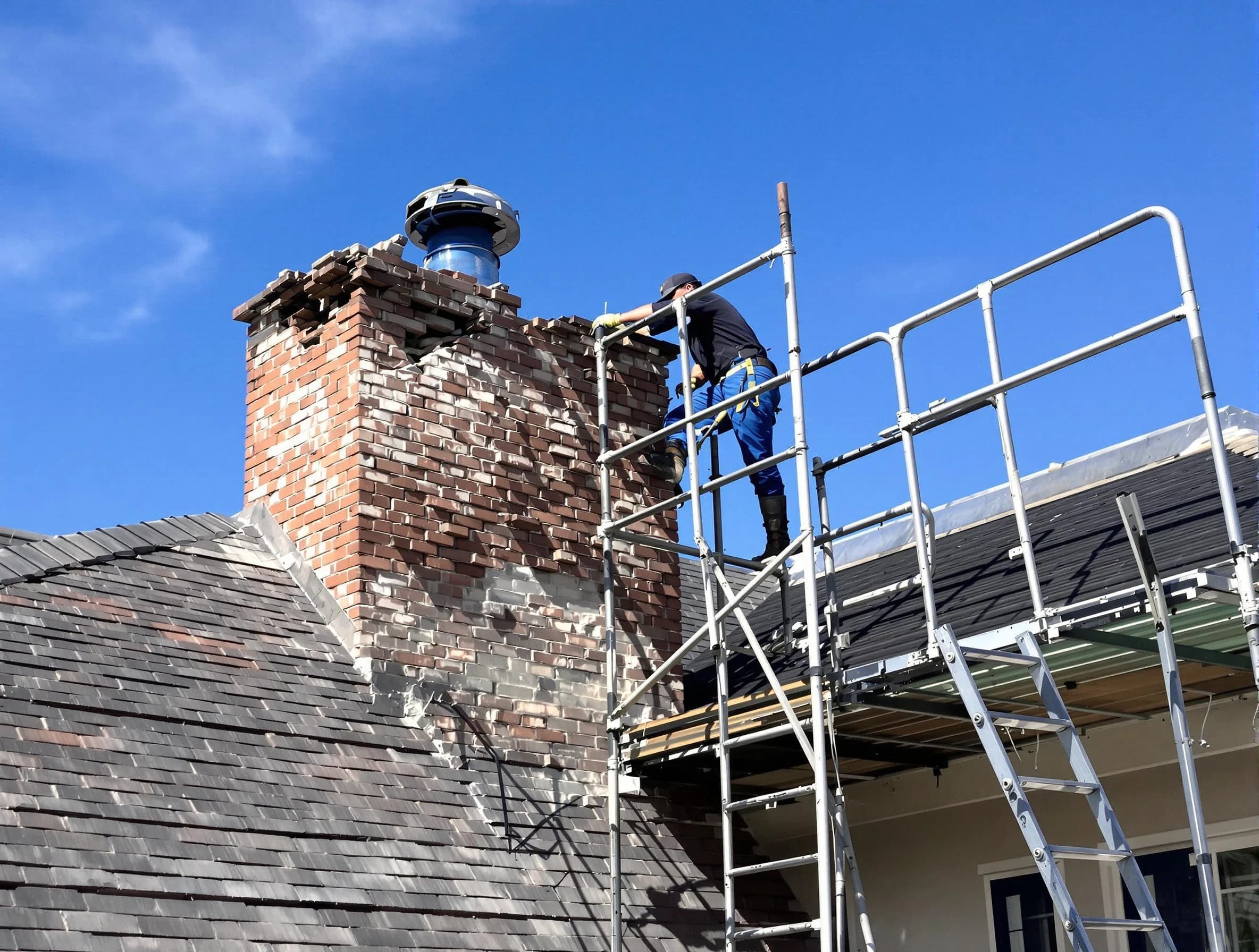Rebuilding a chimney structure by Rio Communities Chimney Sweep in Rio Communities, NM