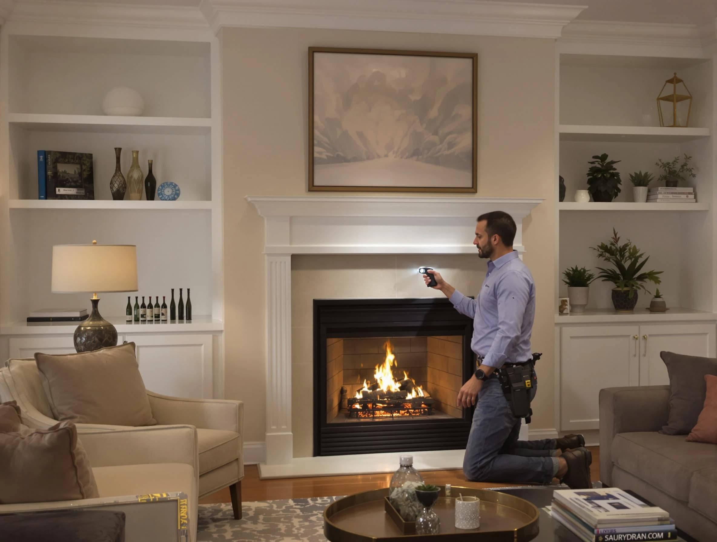 Rio Communities Chimney Sweep conducting a fireplace safety inspection in Rio Communities, NM